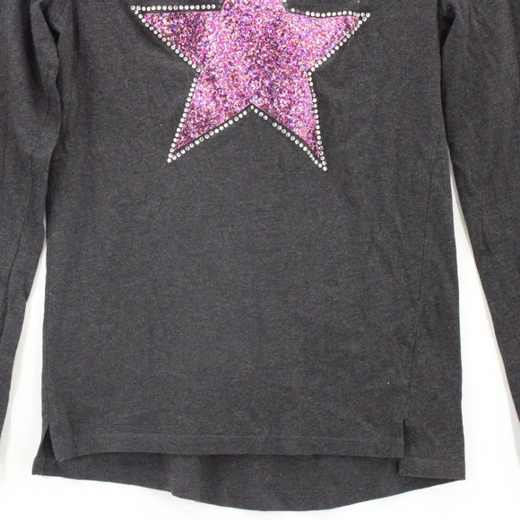 Tom Tailor Blouse Shirt Womens Gray Pullover Long Sleeve Glitter Star Logo L - Picture 4 of 9